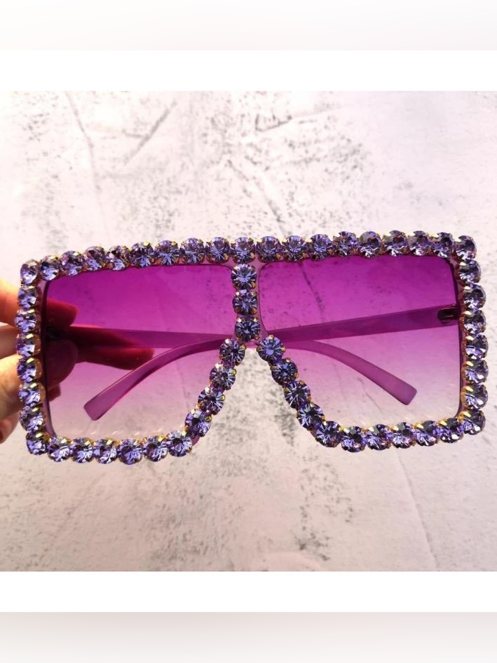 BIG Bright Purple BLING Sunglasses, CRYSTAL DIAMOND EMBELLISHED